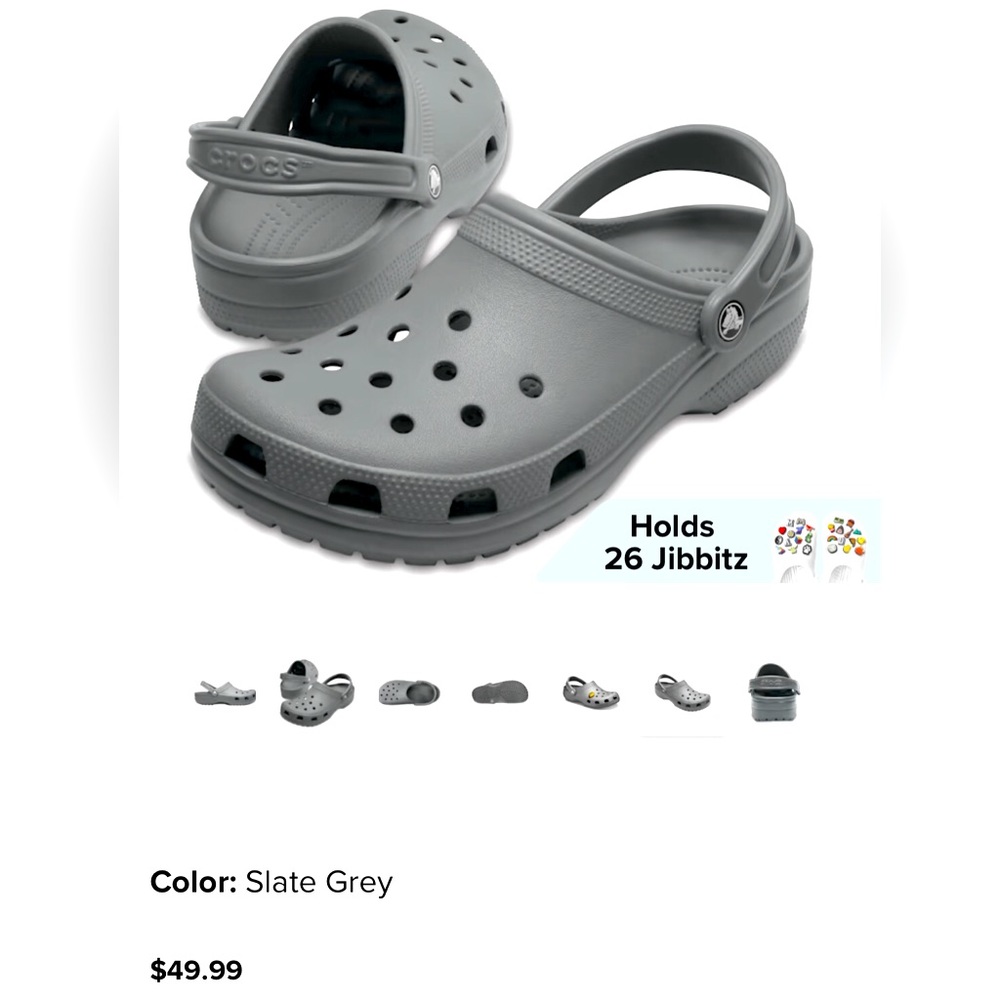 COPY - NWT Crocs Classic clogs, slate grey, unisex size US m9/w11, EUR size 42-…